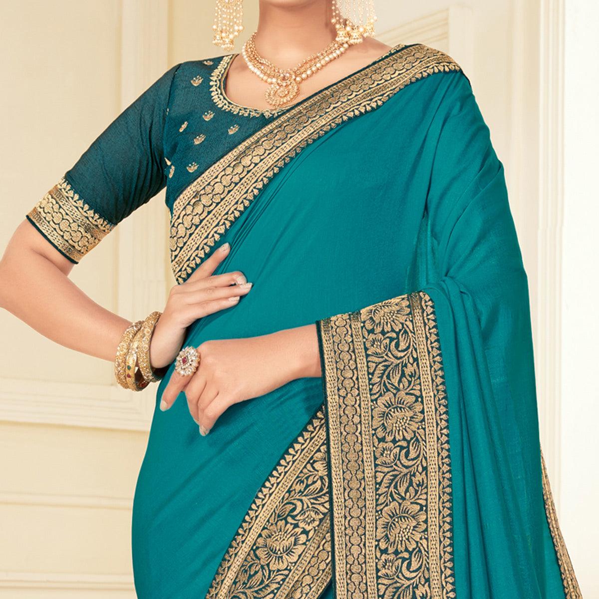 Morpich Woven Vichitra Silk Saree