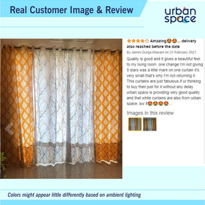 Premium Cotton Curtains - 100% Cotton Curtains, Pack of 2 Curtains, Mustard Motif