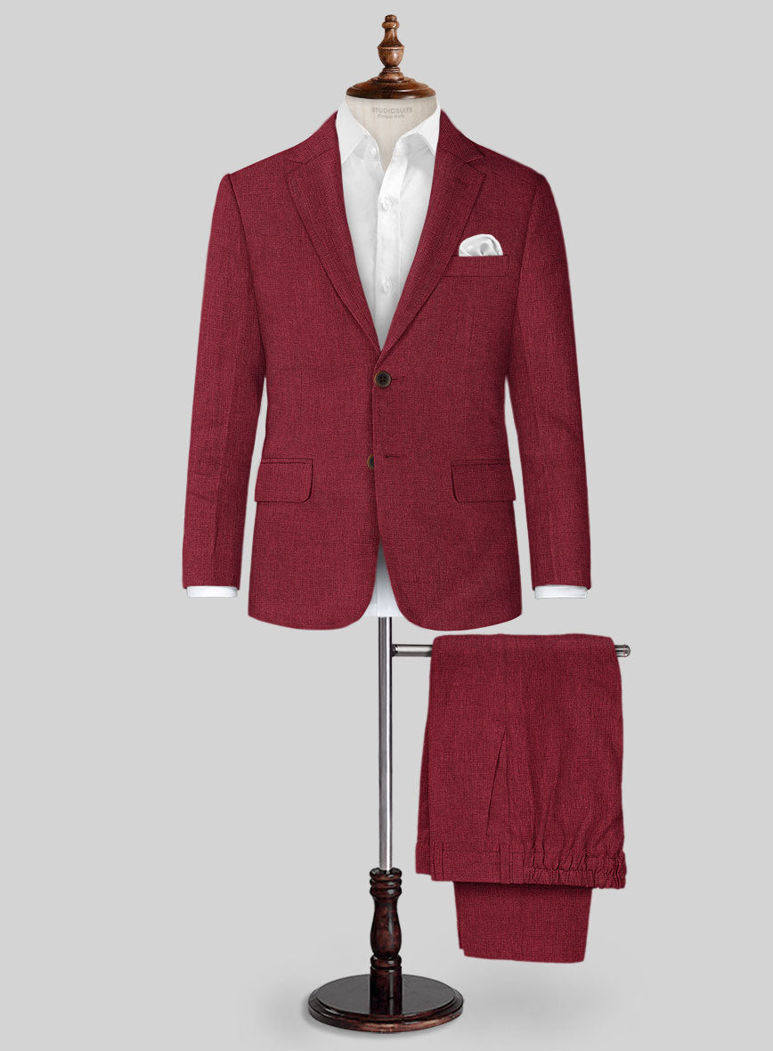 Moscow Maroon Linen Boys Suit