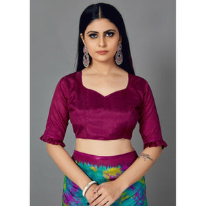 Multi Casual Art Silk Printed Saree With Unstitched Blouse