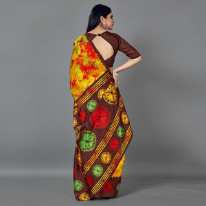Multi Casual Art Silk Printed Saree With Unstitched Blouse