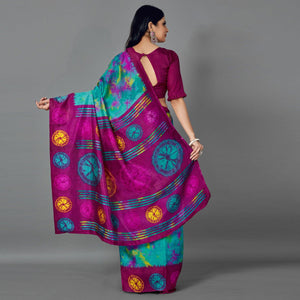 Multi Casual Art Silk Printed Saree With Unstitched Blouse
