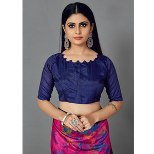 Multi Casual Art Silk Printed Saree With Unstitched Blouse