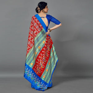 Multi Casual Art Silk Printed Saree With Unstitched Blouse