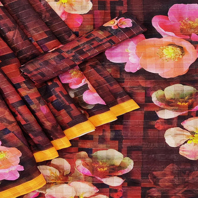Multi Casual Wear Digital Printed Cotton Silk Saree