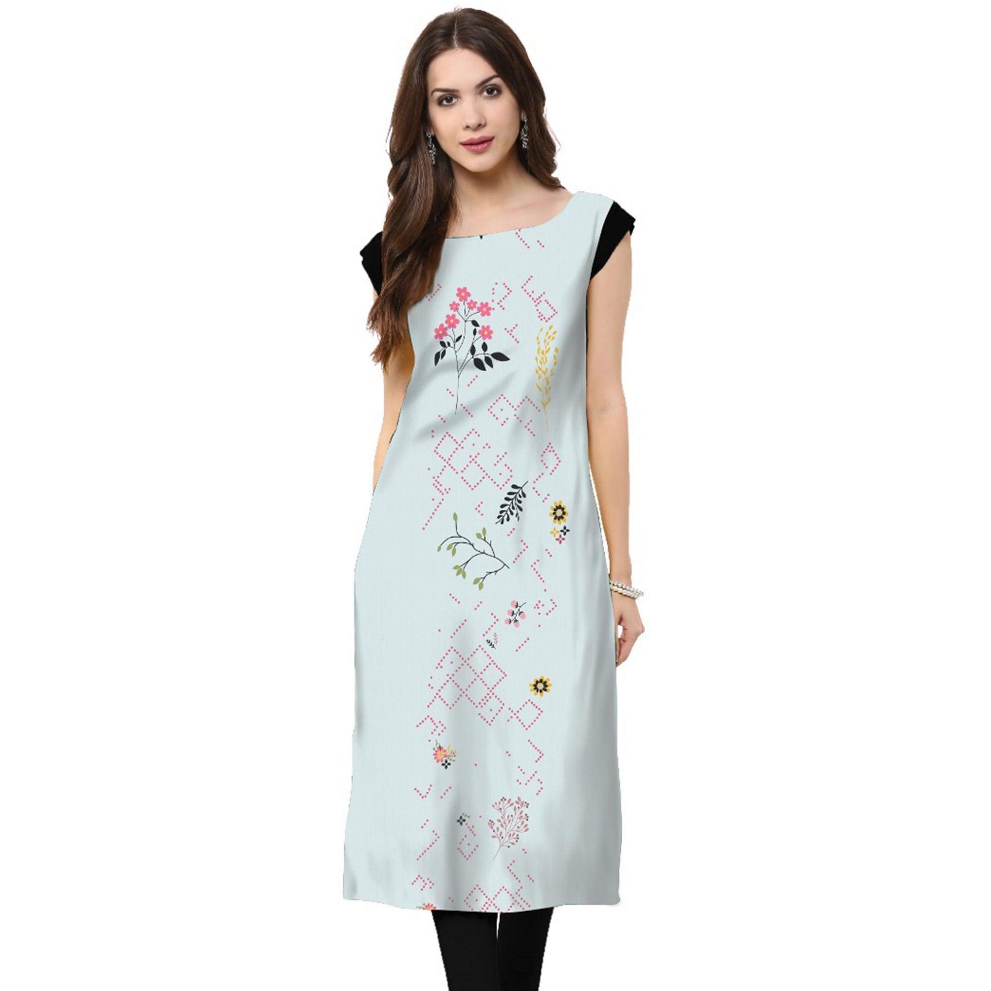 Multi Color Casual Wear Digital Printed Crepe Kurti
