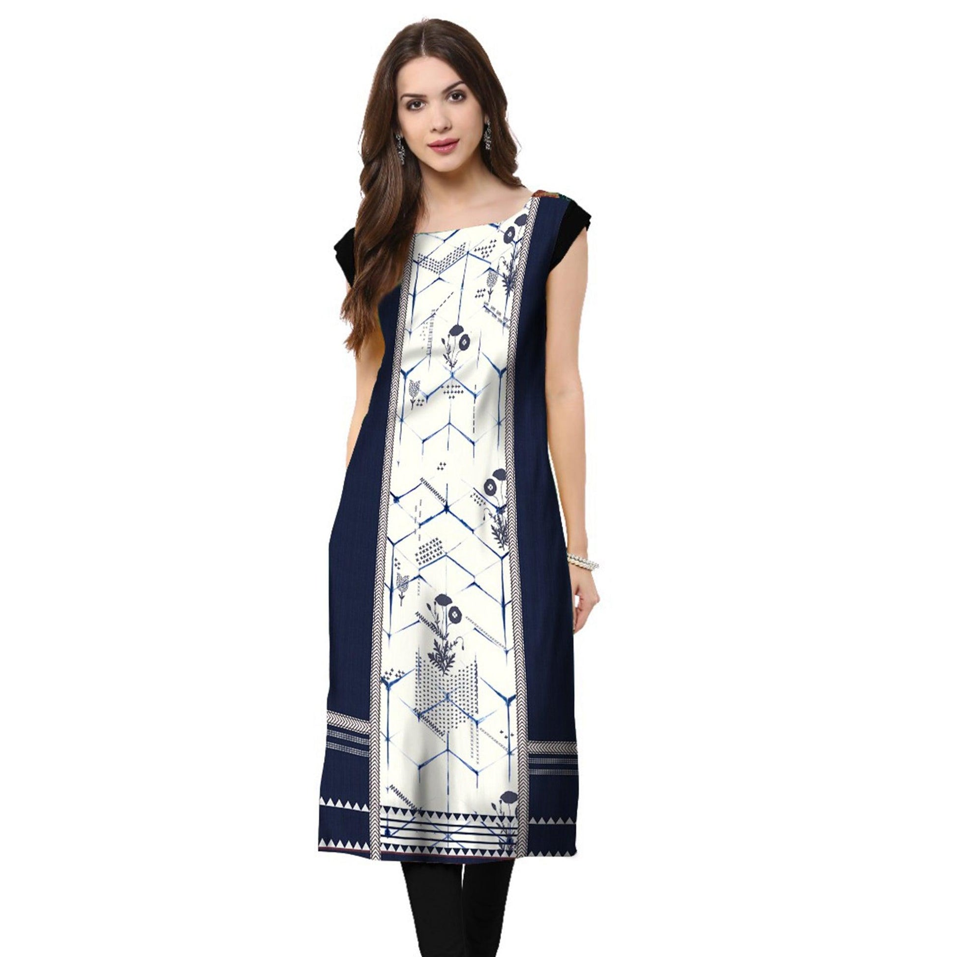 Multi Color Casual Wear Digital Printed Crepe Kurti