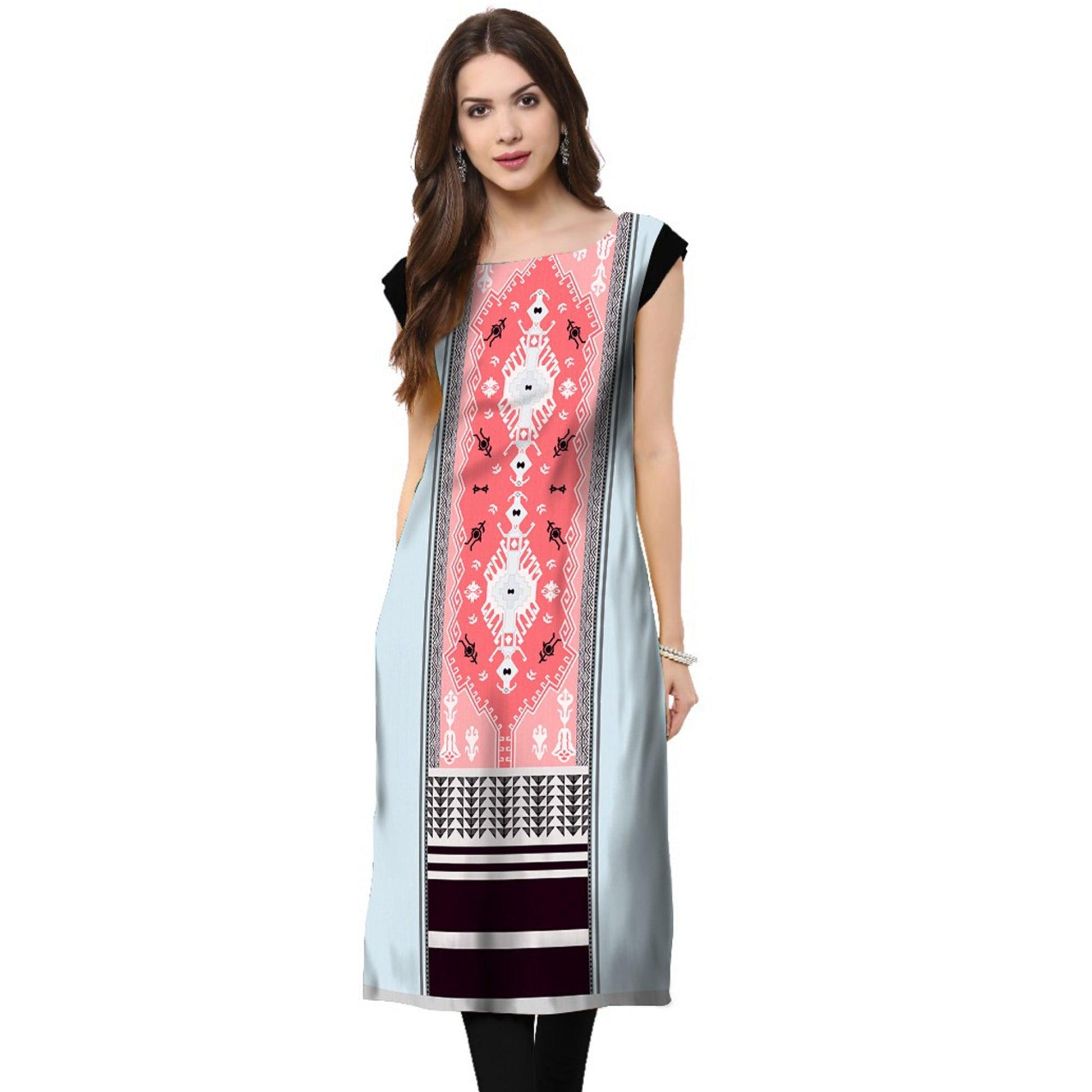 Multi Color Casual Wear Digital Printed Crepe Kurti