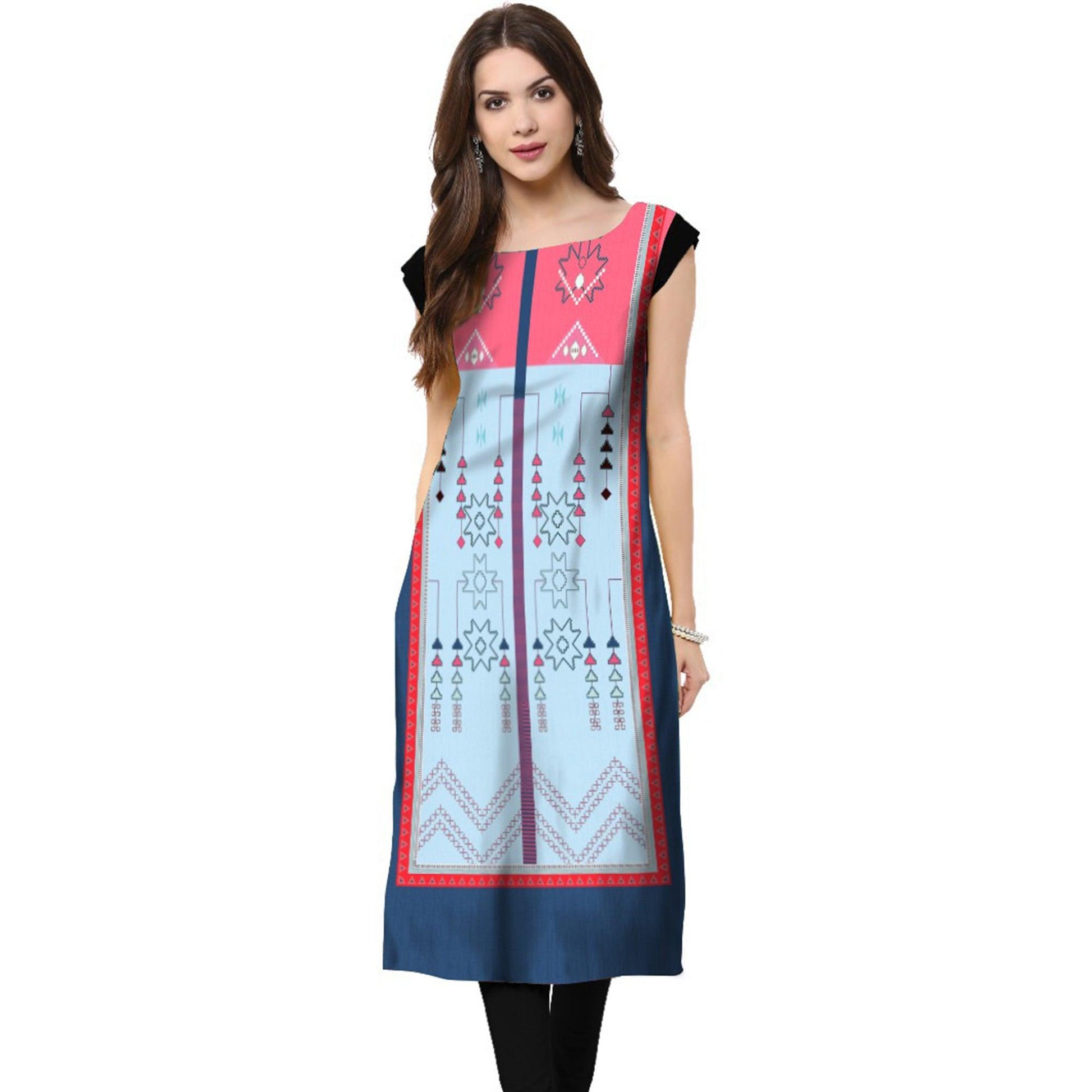 Multi Color Casual Wear Digital Printed Crepe Kurti