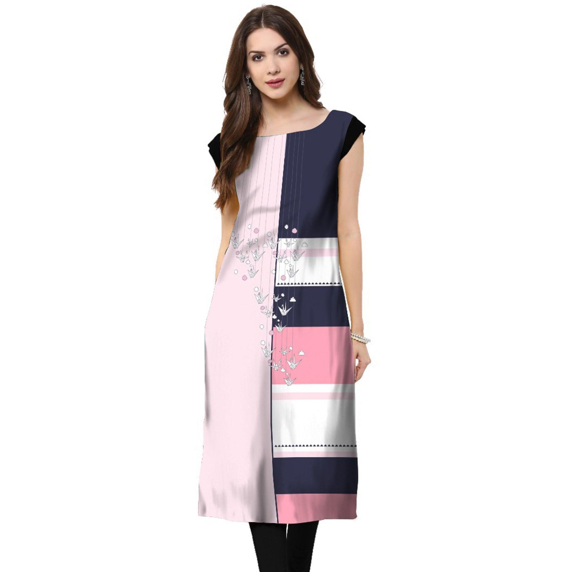 Multi Color Casual Wear Digital Printed Crepe Kurti