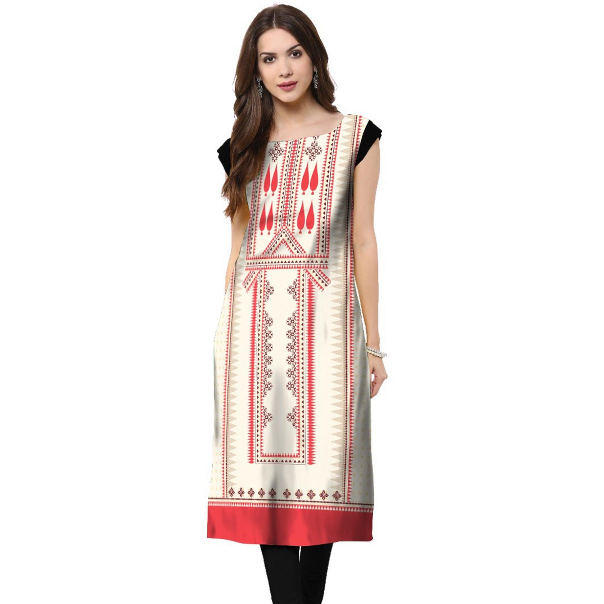 Multi Color Casual Wear Digital Printed Crepe Kurti