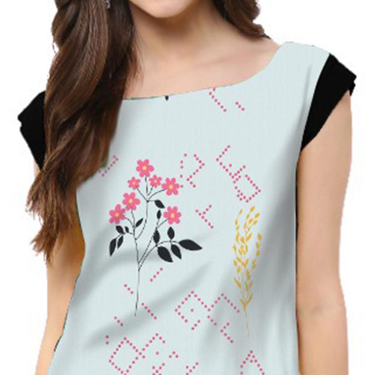 Multi Color Casual Wear Digital Printed Crepe Kurti