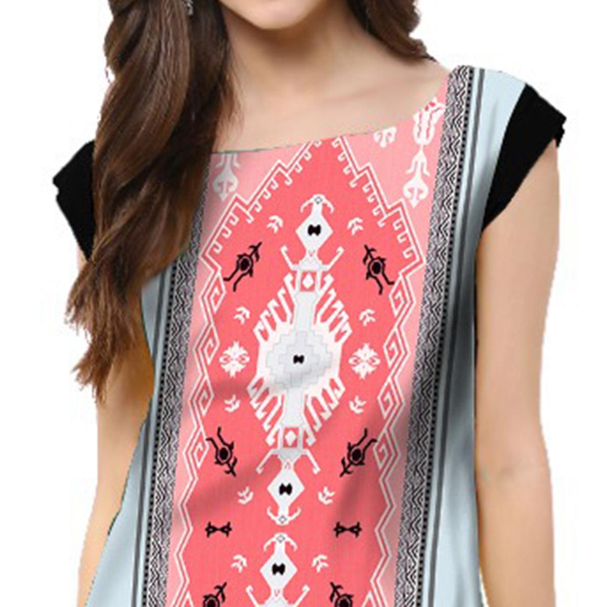 Multi Color Casual Wear Digital Printed Crepe Kurti