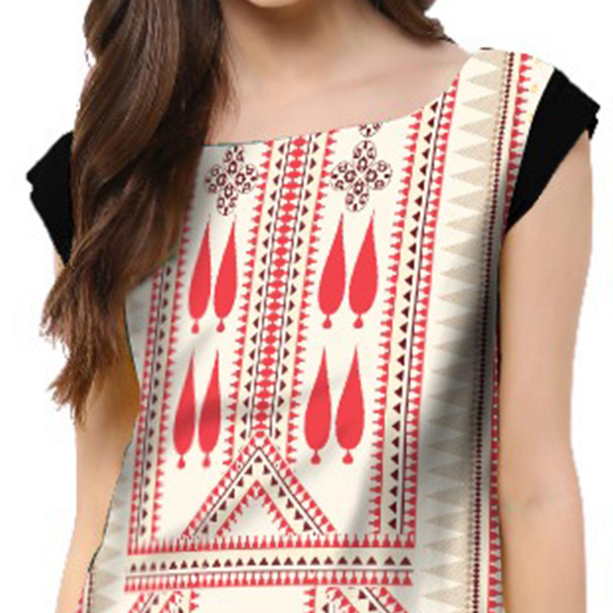 Multi Color Casual Wear Digital Printed Crepe Kurti
