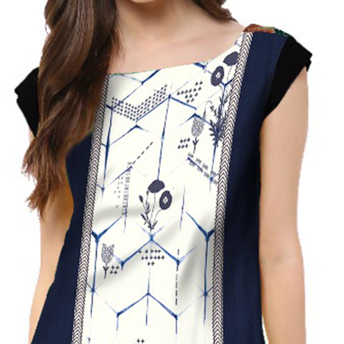 Multi Color Casual Wear Digital Printed Crepe Kurti