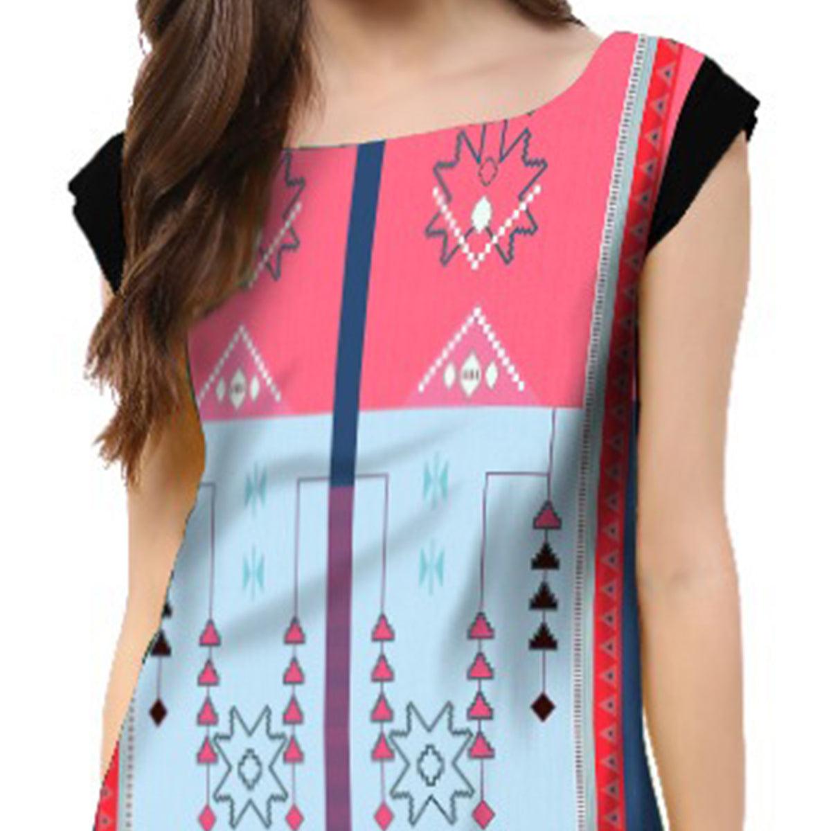 Multi Color Casual Wear Digital Printed Crepe Kurti