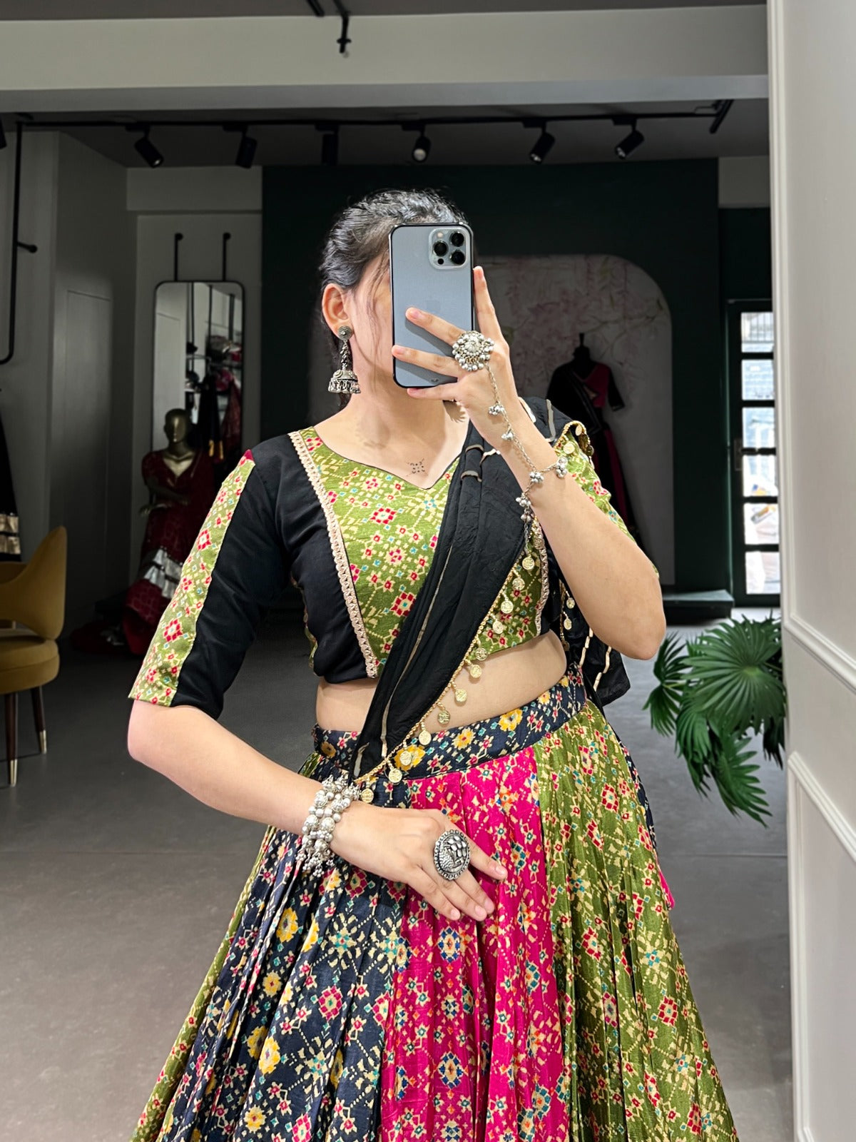 Multi Color Dola Silk & Pure Cotton Lehenga Choli Set