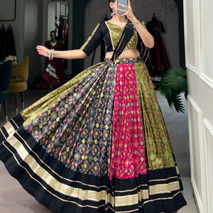 Multi Color Dola Silk & Pure Cotton Lehenga Choli Set