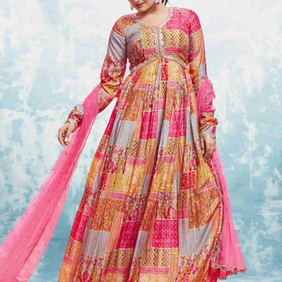 Multi-Color Muslin Printed & Embroidered Suit Set | Fully Stitched & Ready to Wear