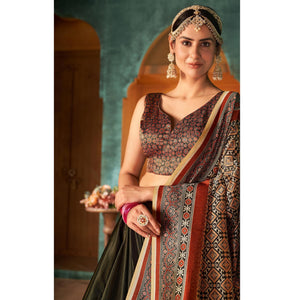 Multi Color Printed Pure Silk Lehenga Choli