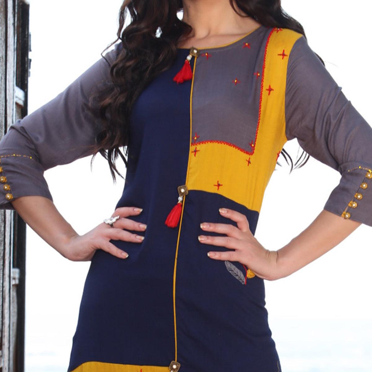 Multi Colored Designer Casual Rayon Kurti