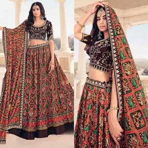 Multi Festive Wear Satin Digital Floral Printed Lehenga Choli