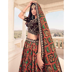 Multi Festive Wear Satin Digital Floral Printed Lehenga Choli