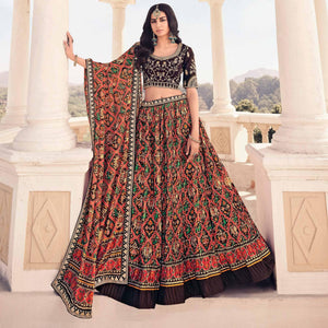 Multi Festive Wear Satin Digital Floral Printed Lehenga Choli