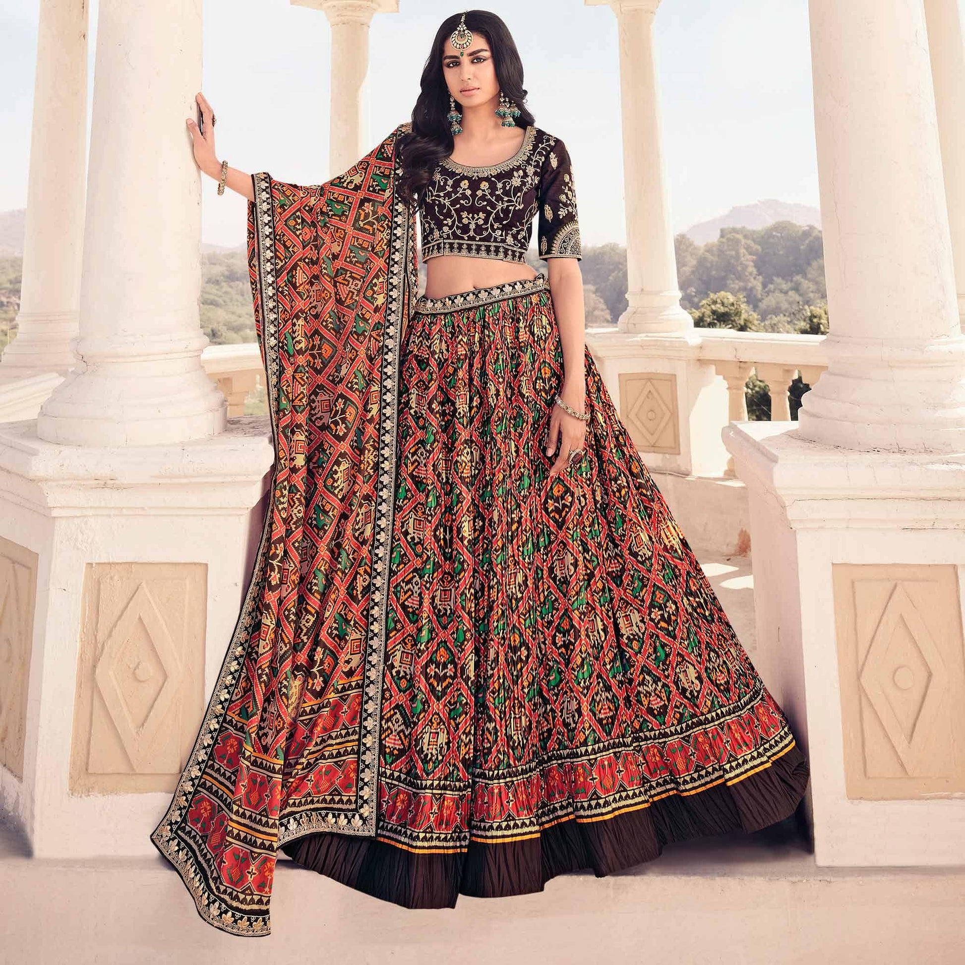 Multi Festive Wear Satin Digital Floral Printed Lehenga Choli