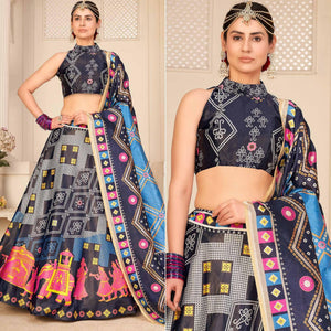Multi Party Wear Digital Printed Silk Lehenga Choli