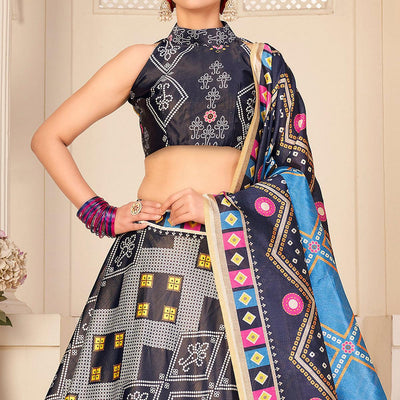 Multi Party Wear Digital Printed Silk Lehenga Choli