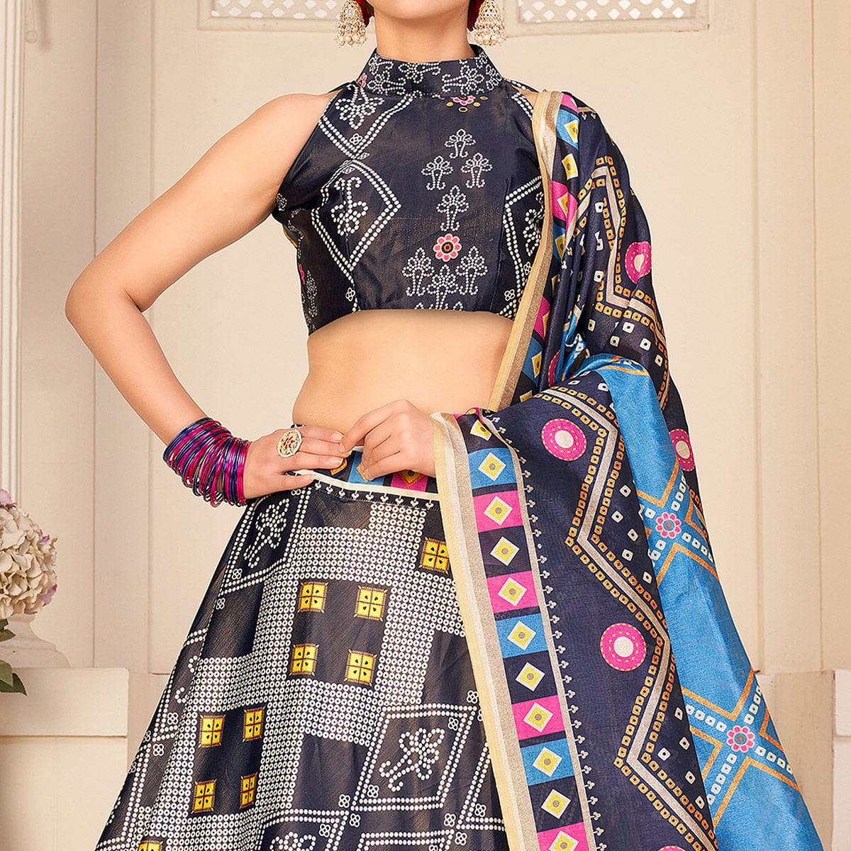 Multi Party Wear Digital Printed Silk Lehenga Choli