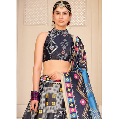 Multi Party Wear Digital Printed Silk Lehenga Choli