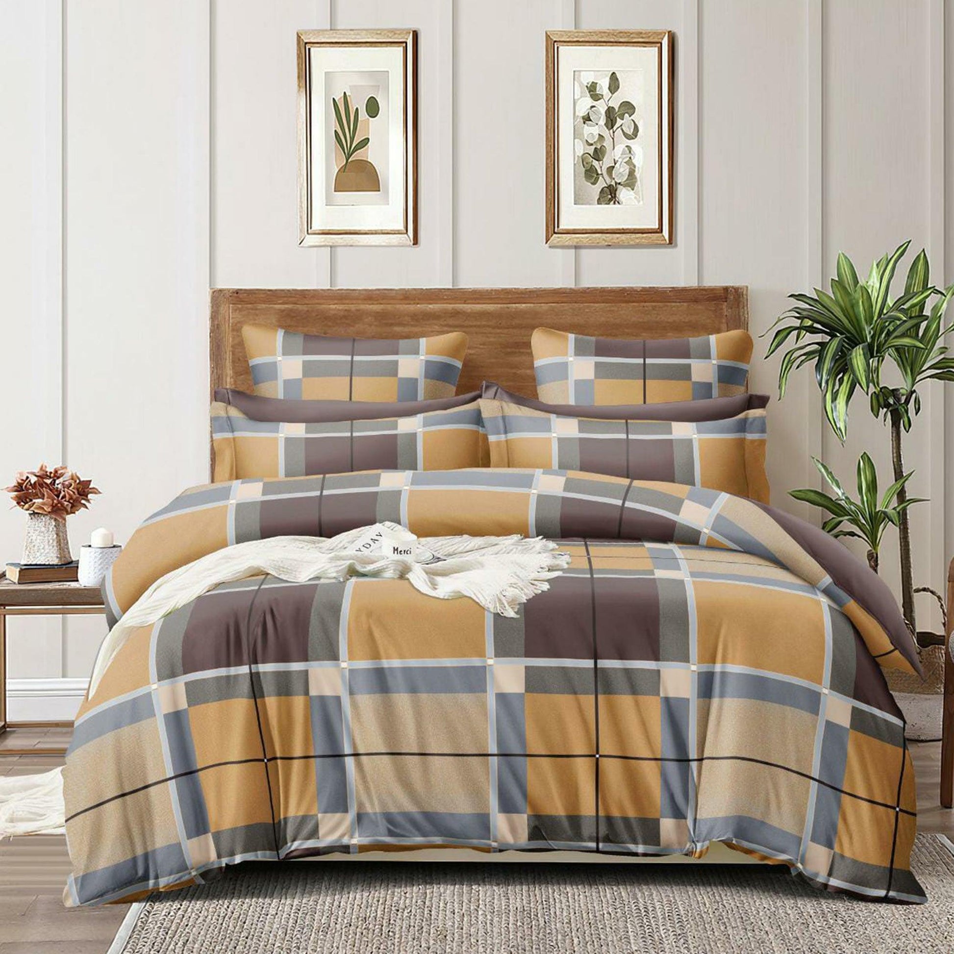 Multi Printed Art Silk Double Bedsheet With Pillow Cover