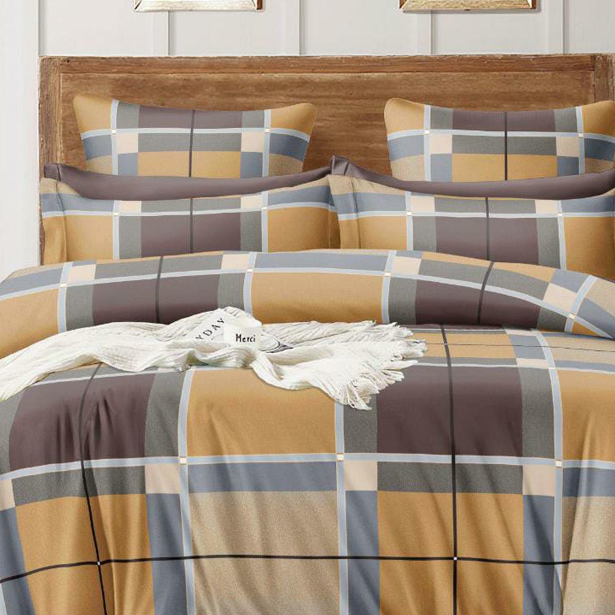 Multi Printed Art Silk Double Bedsheet With Pillow Cover