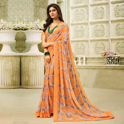 Multicolor And Orange Saree - Pack Of 2