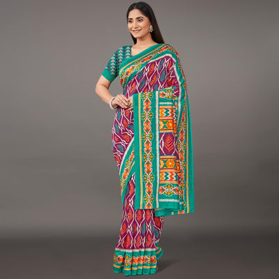 Multicolor Casual Wear Floral Printed Art Silk Saree