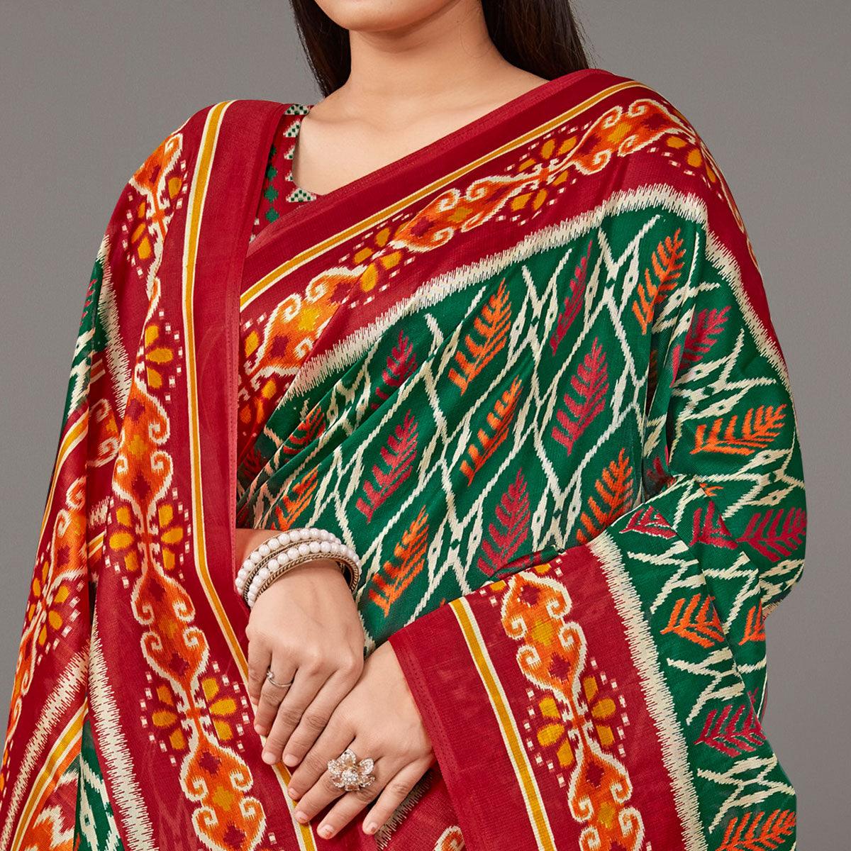 Multicolor Casual Wear Floral Printed Art Silk Saree