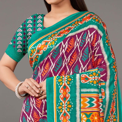 Multicolor Casual Wear Floral Printed Art Silk Saree