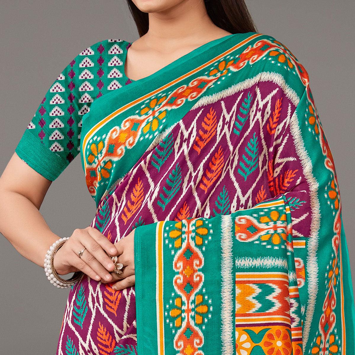 Multicolor Casual Wear Floral Printed Art Silk Saree
