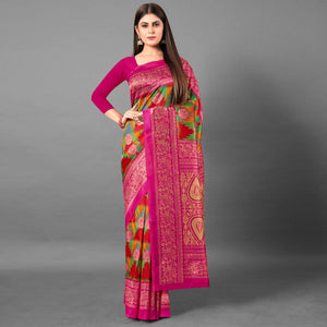 Multicolor Casual Wear Geometric Art Silk Saree