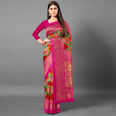 Multicolor Casual Wear Geometric Art Silk Saree