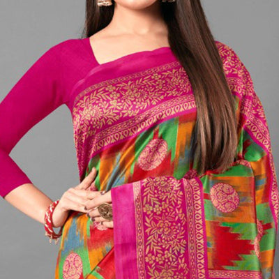 Multicolor Casual Wear Geometric Art Silk Saree