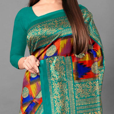 Multicolor Casual Wear Geometric Art Silk Saree