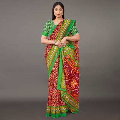 Multicolor Casual Wear Geometric Printed Art Silk Saree