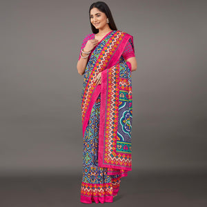 Multicolor Casual Wear Geometric Printed Art Silk Saree