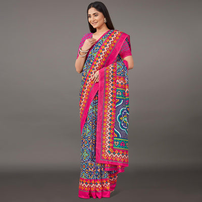 Multicolor Casual Wear Geometric Printed Art Silk Saree