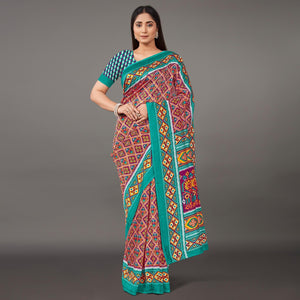 Multicolor Casual Wear Geometric Printed Art Silk Saree