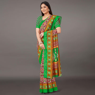 Multicolor Casual Wear Geometric Printed Art Silk Saree