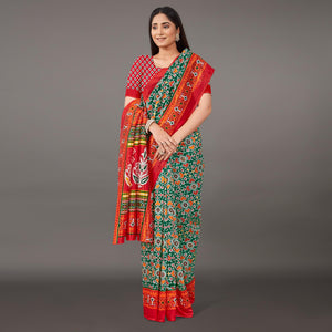 Multicolor Casual Wear Geometric Printed Art Silk Saree